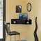 Basicwise Blk Corner Desk Heart Shaped Wall Mntd Office Table w/Drawer and Two Shelves Computer Writing Desk QI004024.BK - alternate 2
